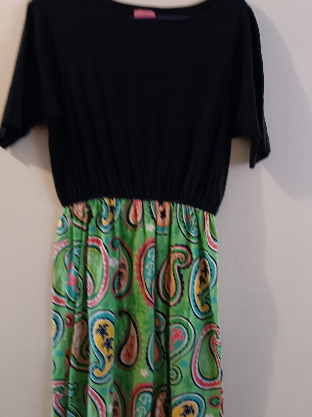 Womens Simply Southern Black Green Paisley Dress